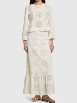 Gonna midi in voile di misto cotone