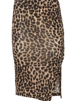 Gonna midi jersey di lana stampata