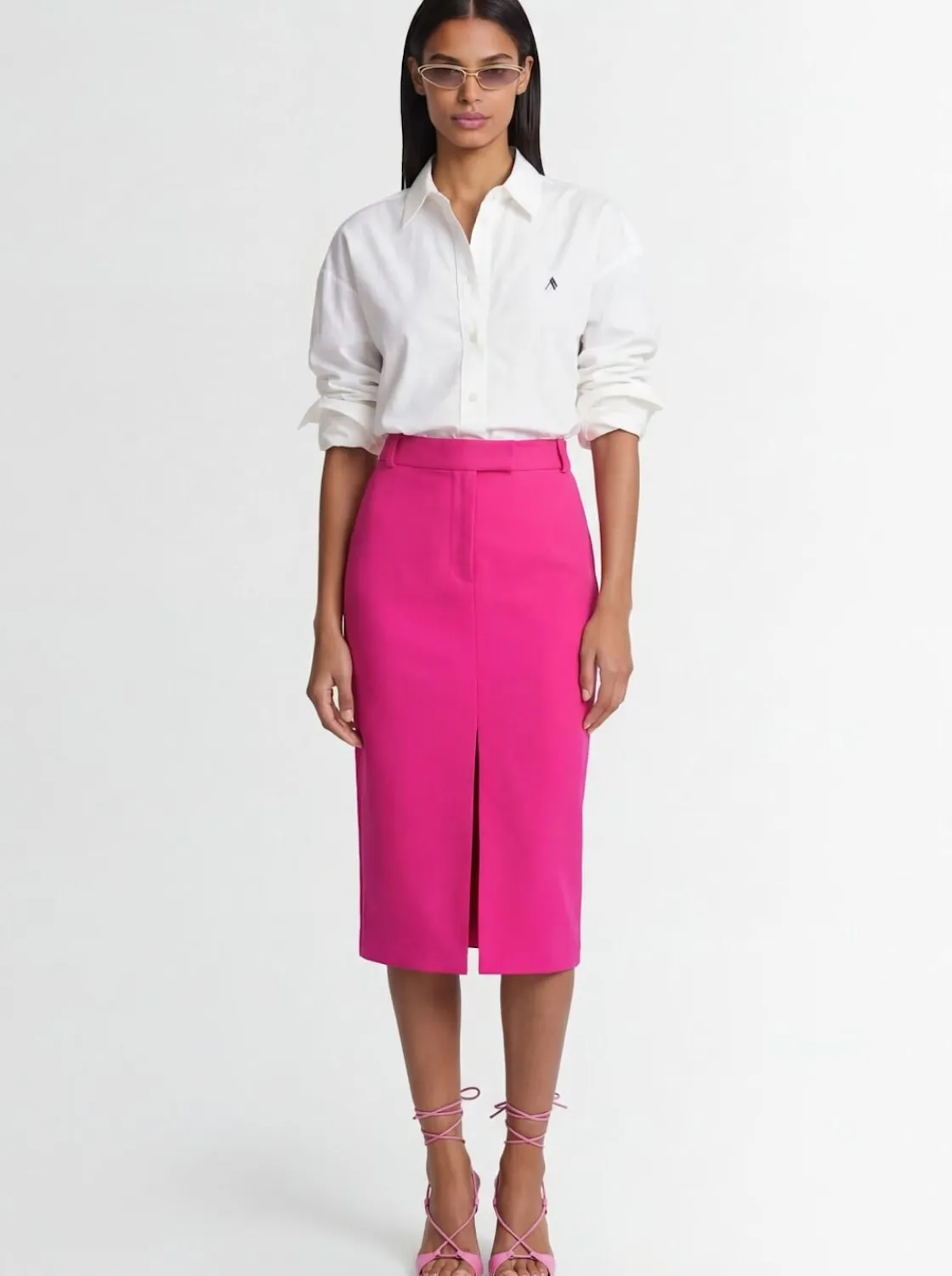 Gonna pencil in gabardina di lana stretch