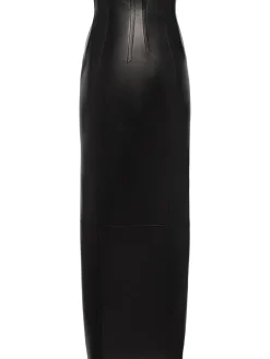 Gres leather a-line midi skirt