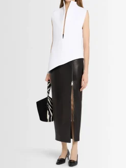 Gres leather a-line midi skirt