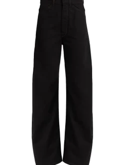 High waist curved cotton pants