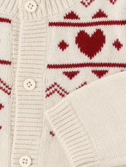 Jacquard knit wool blend cardigan