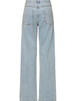 Jeans dritti vita media in denim