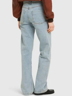 Jeans dritti vita media in denim