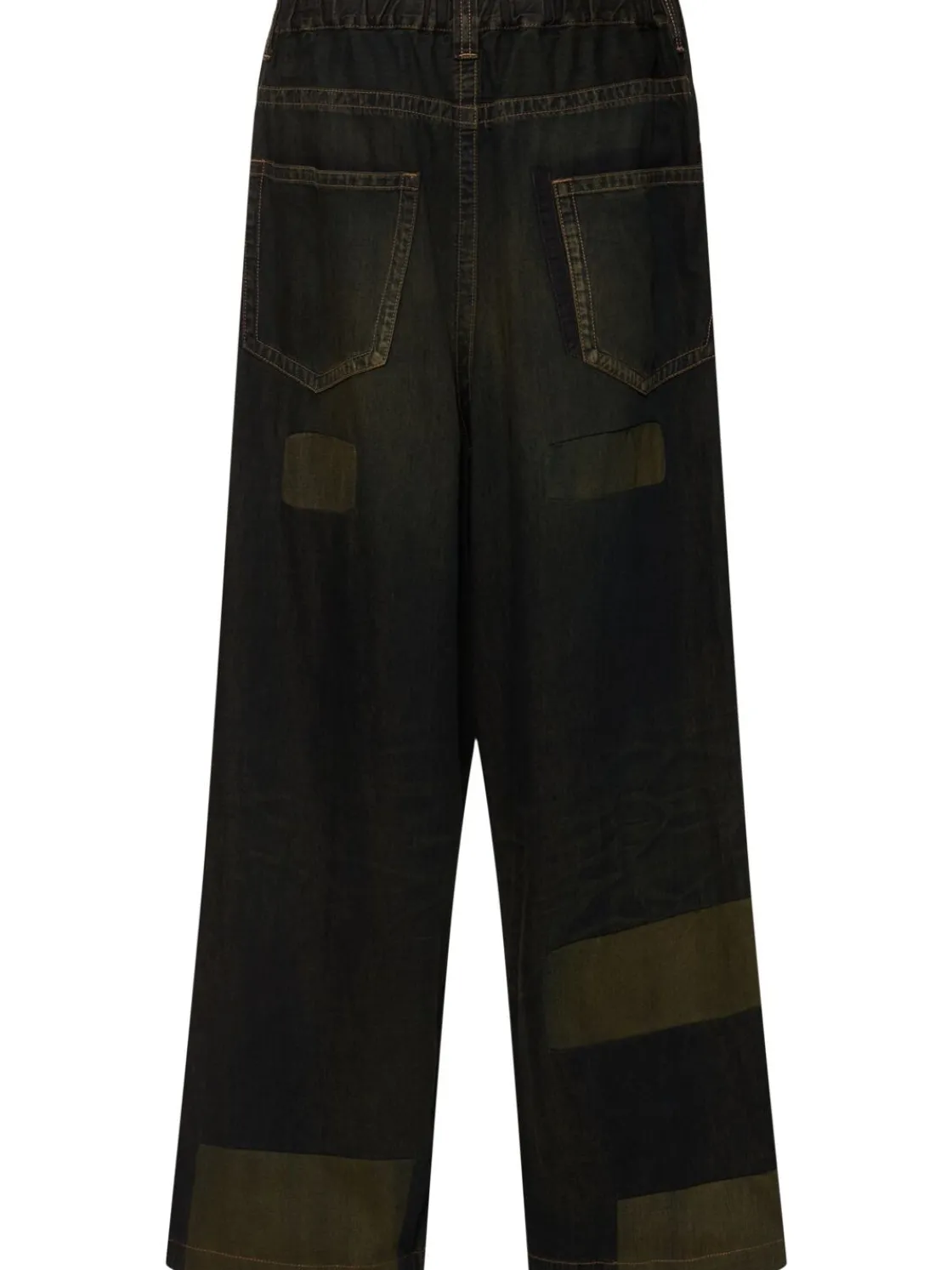 Jeans larghi in denim patchwork