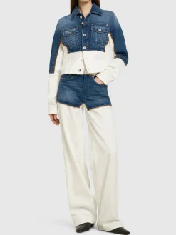 Jeans larghi Petit Grand in cotone trompe l'oeil