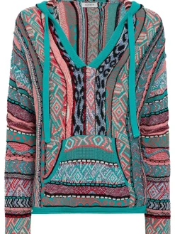 Knitted cotton blend hoodie