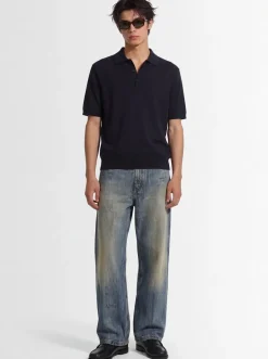 Knitted cotton polo shirt