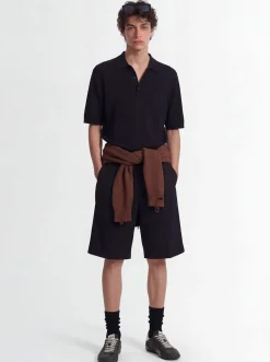 Knitted cotton polo shirt