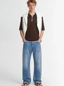 Knitted cotton polo shirt