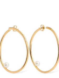 Large Hula Hoop pearl earrings