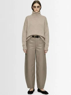 Leva barrel wide leg leather pants