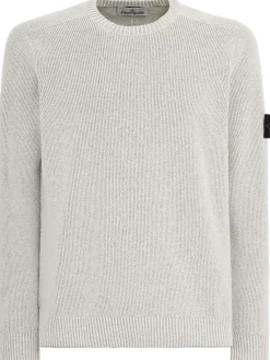 Logo cotton blend crewneck sweater