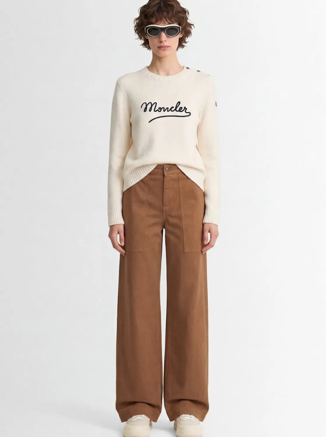 Logo cotton canvas pants