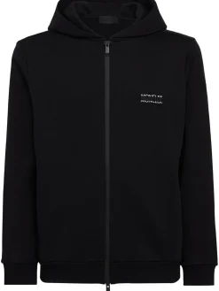 Logo cotton fleece zip-up hoodie