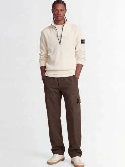 Logo cotton half zip knit sweater