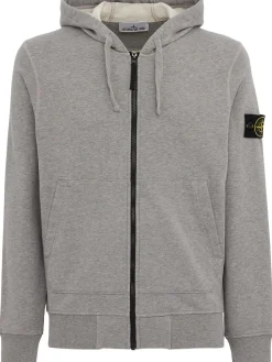 Logo cotton zip up hoodie
