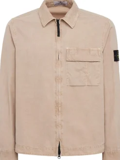Logo cotton zip-up shirt