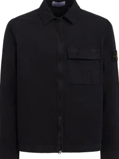 Logo cotton zip-up shirt