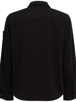 Logo cotton zip-up shirt jacket