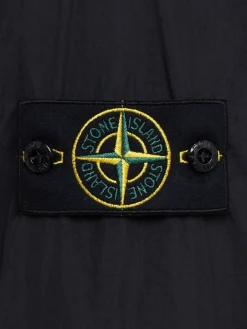 Logo patch nylon zip-up hooded jacket