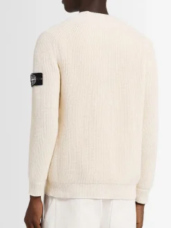 Maglia girocollo in cotone punto popcorn