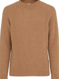 Maglia girocollo in lana a coste inglesi