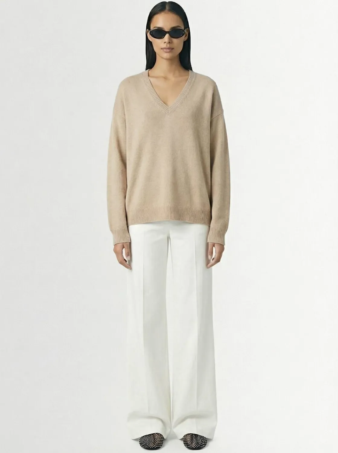 Maglia Zefiro in eco-cashmere con scollo a V