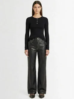 Margo leather straight leg pants