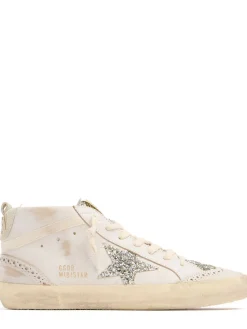 Mid Star leather & glitter sneakers