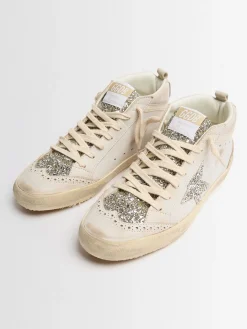 Mid Star leather & glitter sneakers