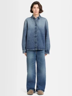 Overshirt Luce in denim stonewash