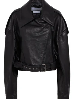 Oversize leather biker jacket
