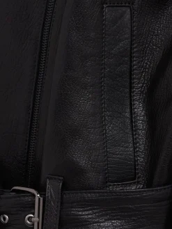 Oversize leather biker jacket