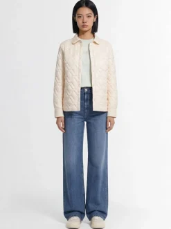 Padded diamond quilted shirt jacket
