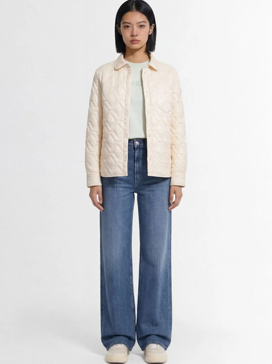 Padded diamond quilted shirt jacket