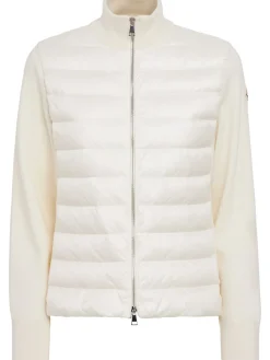 Padded wool zip-up cardigan jacket