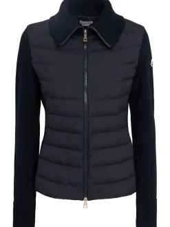 Padded wool zip-up cardigan jacket