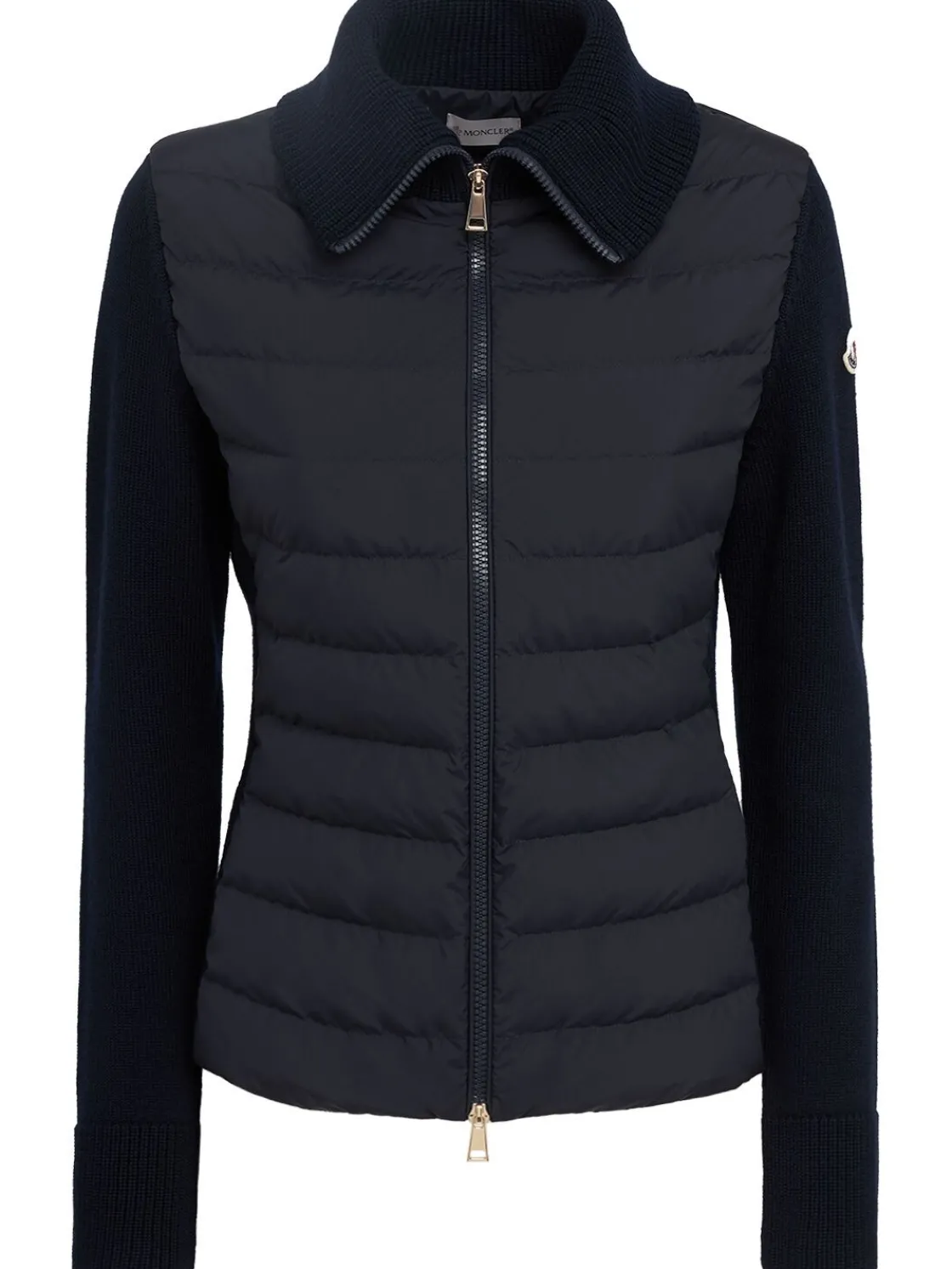 Padded wool zip-up cardigan jacket