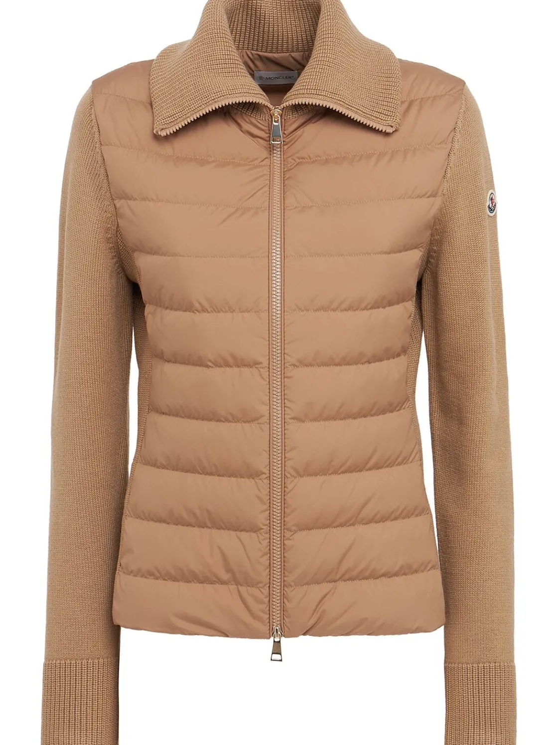 Padded wool zip-up cardigan jacket