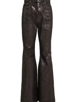 Pantaloni bootcut Bolan in denim di cotone bronzo