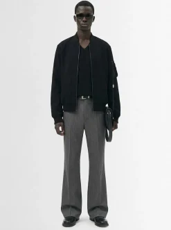 Pantaloni bootcut relaxed fit Leek in misto lana