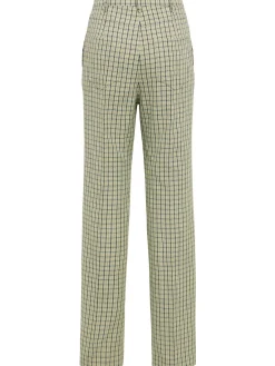 Pantaloni dritti in misto lana check