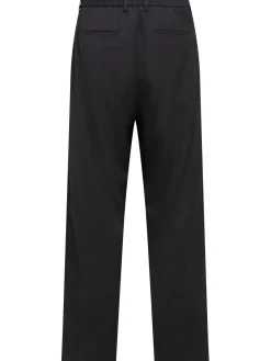 Pantaloni dritti in twill di lana con pinces