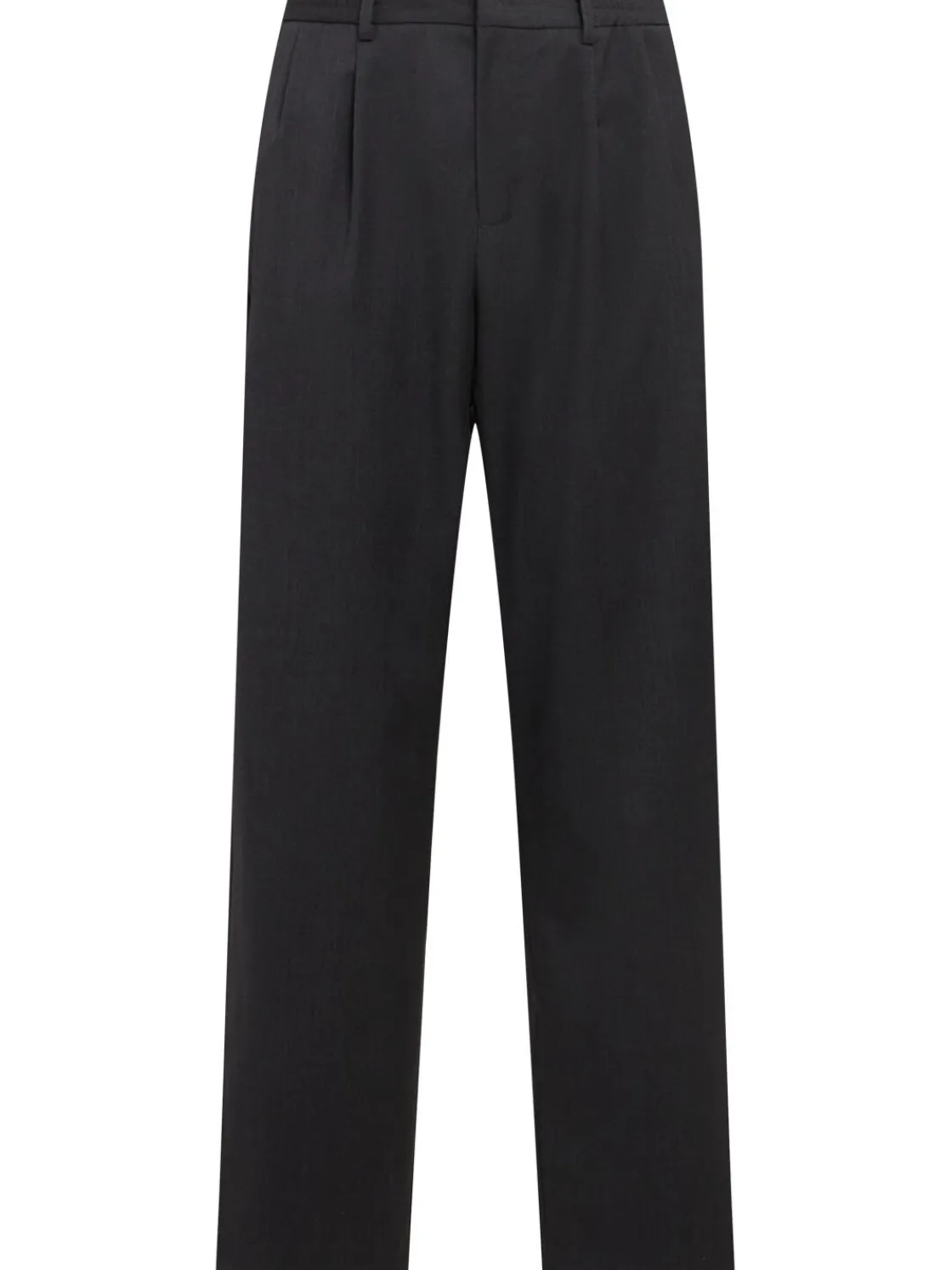 Pantaloni dritti in twill di lana con pinces