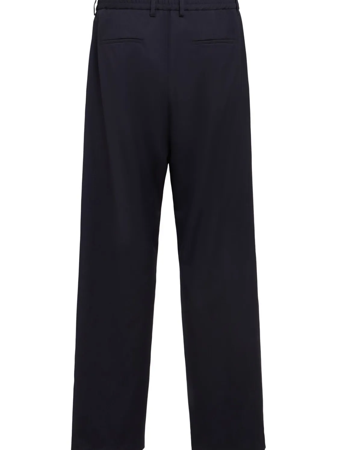 Pantaloni dritti in twill di lana con pinces