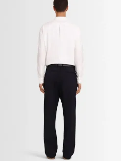 Pantaloni dritti in twill di lana con pinces