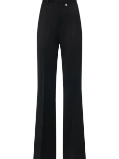 Pantaloni dritti sartoriali vita alta in lana