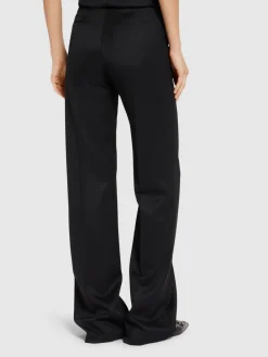 Pantaloni dritti sartoriali vita alta in lana